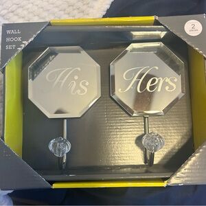 Silver His and Hers Wall Hook Set